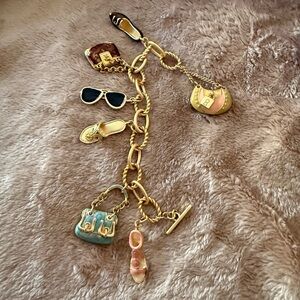 Gold and Pink Charm Bracelet